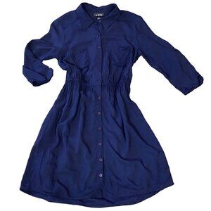 A. Byer Shirt Dress 2 Pockets Elastic Waist Sz M Blue 286K
